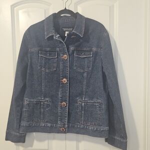 JONES NEW YORK SPORT Denim Jacket Womens Cute Buttons SZ L